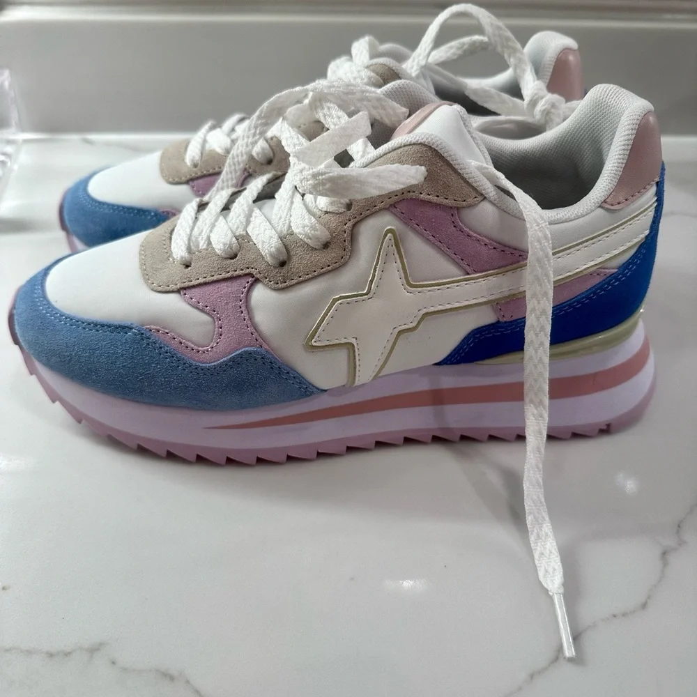 W6YZ      Yak suede colorblock retro platform sneakers - Picture 8 of 12